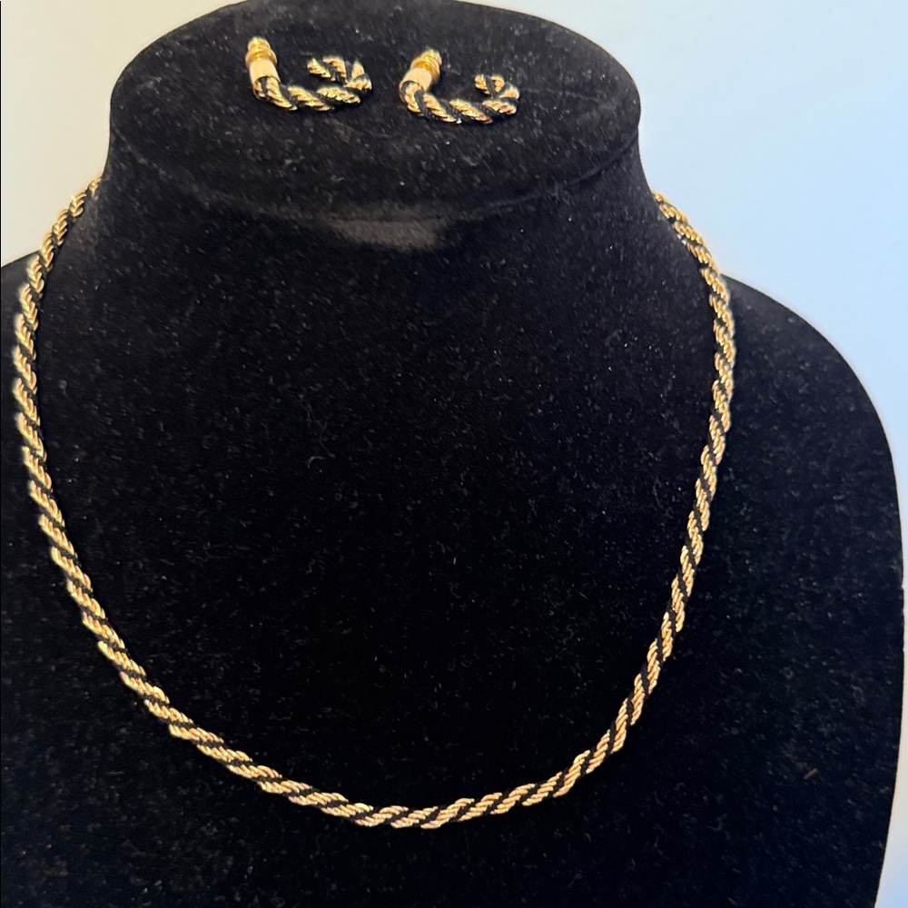 Gold-Tone Twisted Rope Necklace and Earring Set
